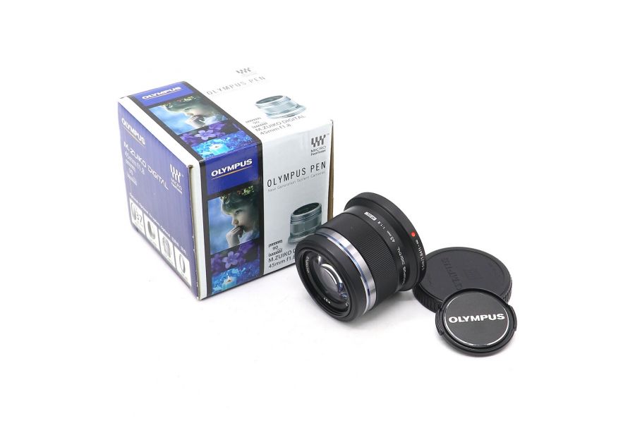 Объектив Olympus M.Zuiko Digital 45mm f/1.8 в упаковке