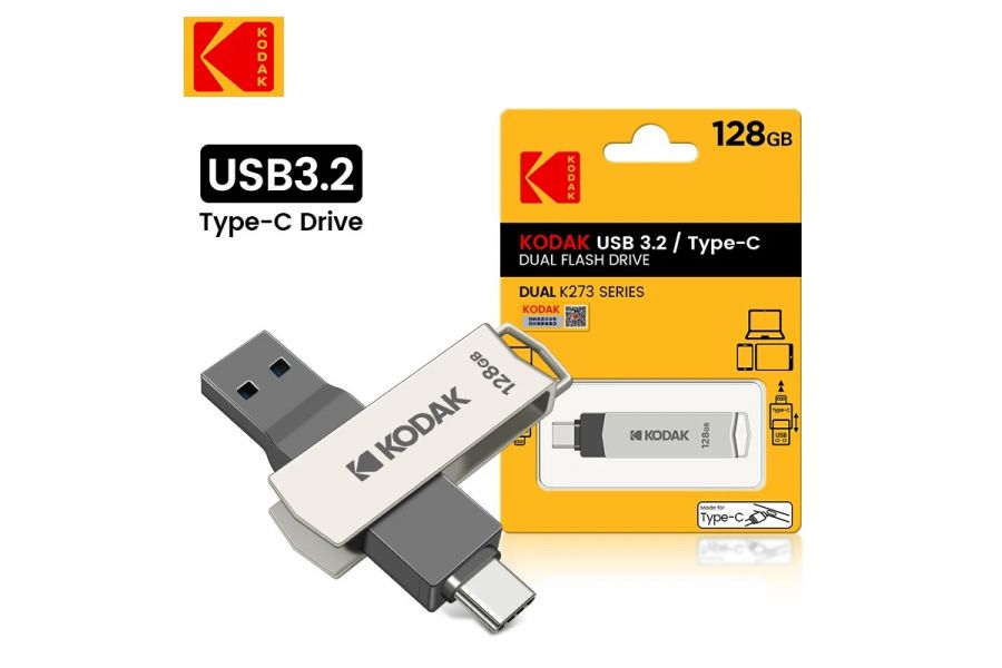 Флеш накопитель KODAK K273 Type-C + USB 3.2 (128 ГБ)