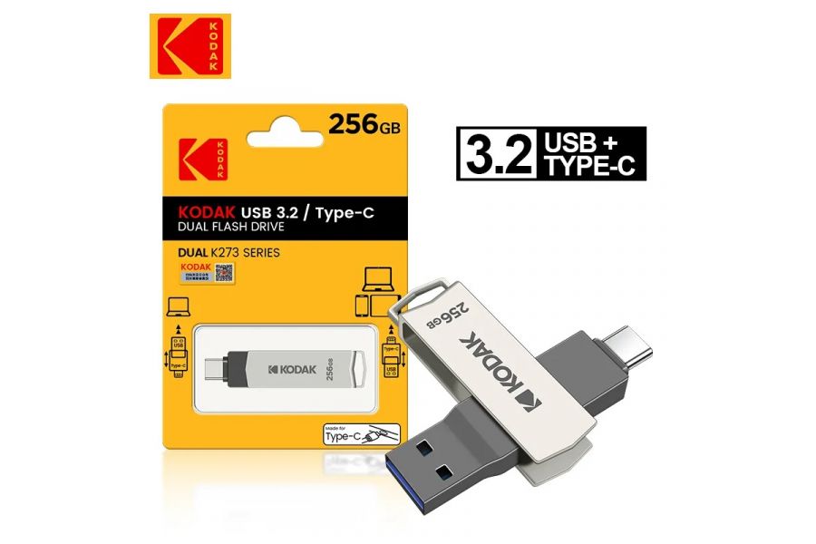 Флеш накопитель KODAK K273 Type-C + USB 3.2 (256 ГБ)