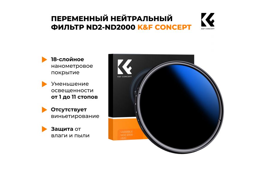 Светофильтр K&F Concept ND2-ND2000 82 мм