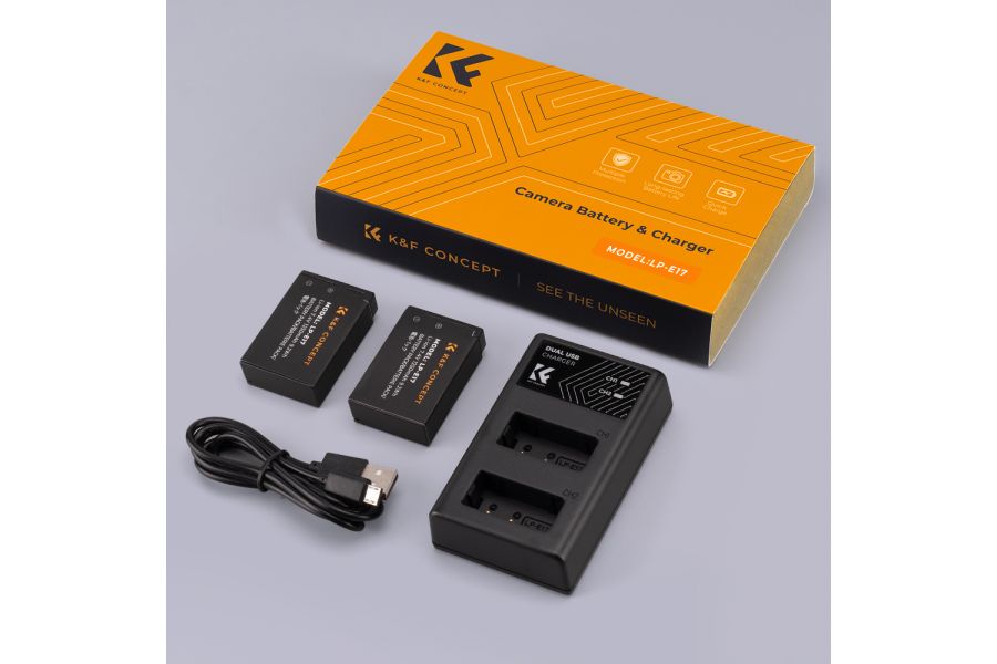 Зарядка и два аккумулятора LP-E17 K&F Concept