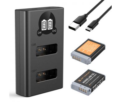 Зарядка и аккумулятор NB-13L 1250 мАч (2 шт) K&F Concept для Canon NB-13L