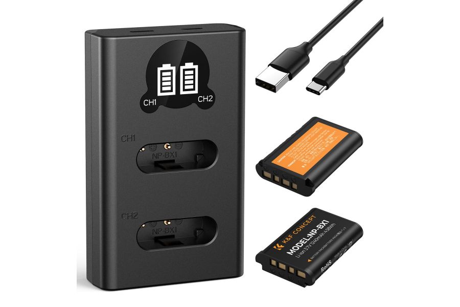 Зарядка и аккумулятор NP-BX1 1240 мАч (2 шт) K&F Concept для Sony NP-BX1