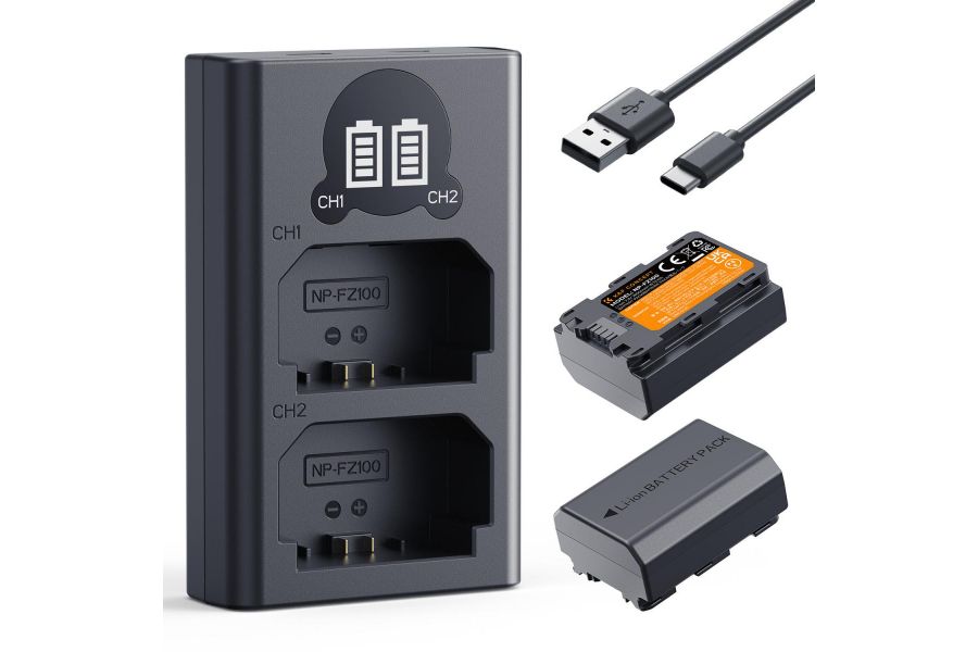 Зарядка и аккумулятор NP-FZ100 2600 мАч (2 шт) K&F Concept KF28.0097 Sony NP-FZ100