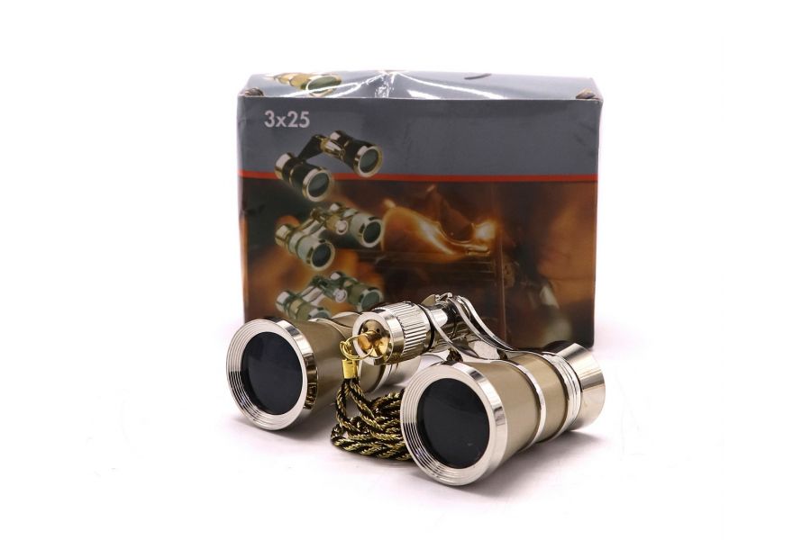 Бинокль театральный 3x25 золотистый в упаковке