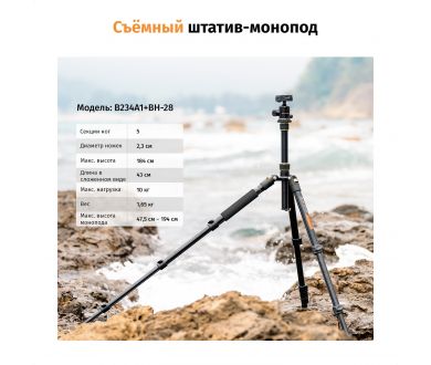 Штатив K&F Concept B234A1 + BH-28 KF09.007V1