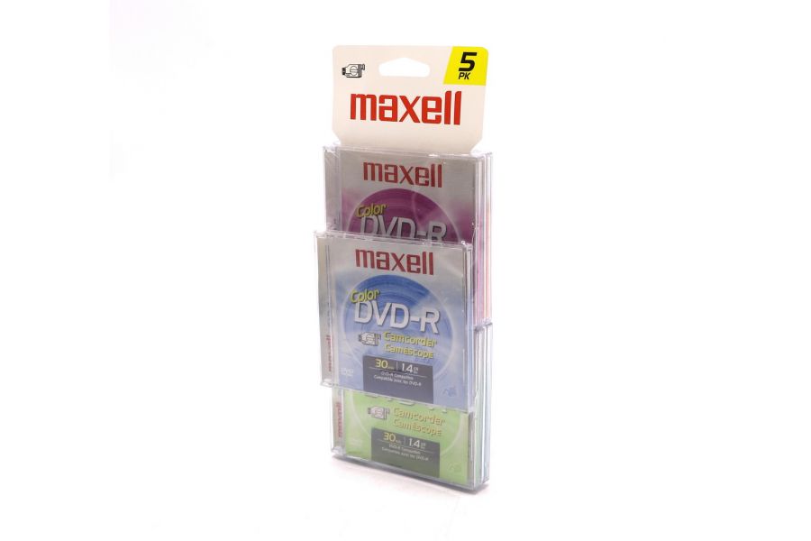 Цветные диски Maxell DVD-R Color 30 min 1.4 GB (5шт)