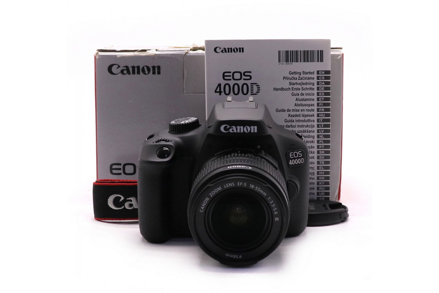 Canon EOS 4000D kit в упаковке (пробег 1355 кадров)