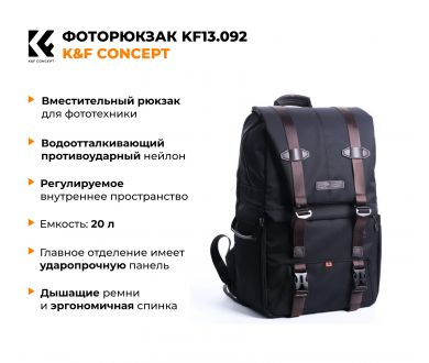 Фоторюкзак K&F Concept Zip 20L KF13.092 (порез) 