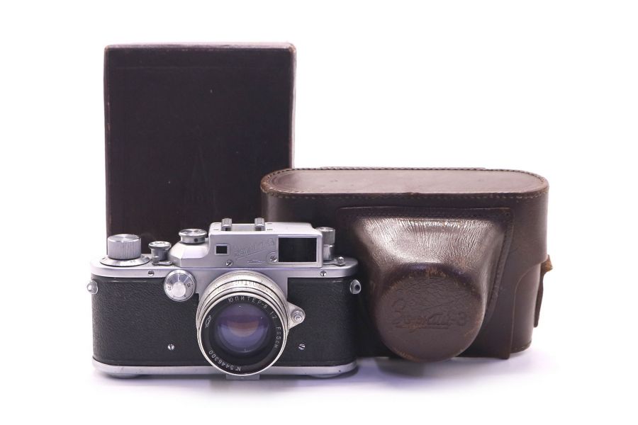 Зоркий 3 + Юпитер-8 поводок в упаковке (КМЗ, 1954)