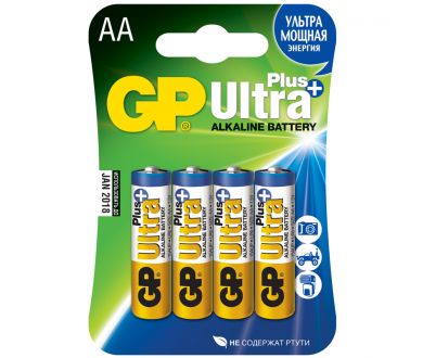 Батарейка GP Ultra Plus LR6 (AA) BL4 алкаиновая, пальчиковая