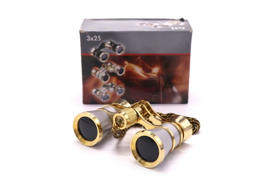 Бинокль театральный золотистый в упаковке