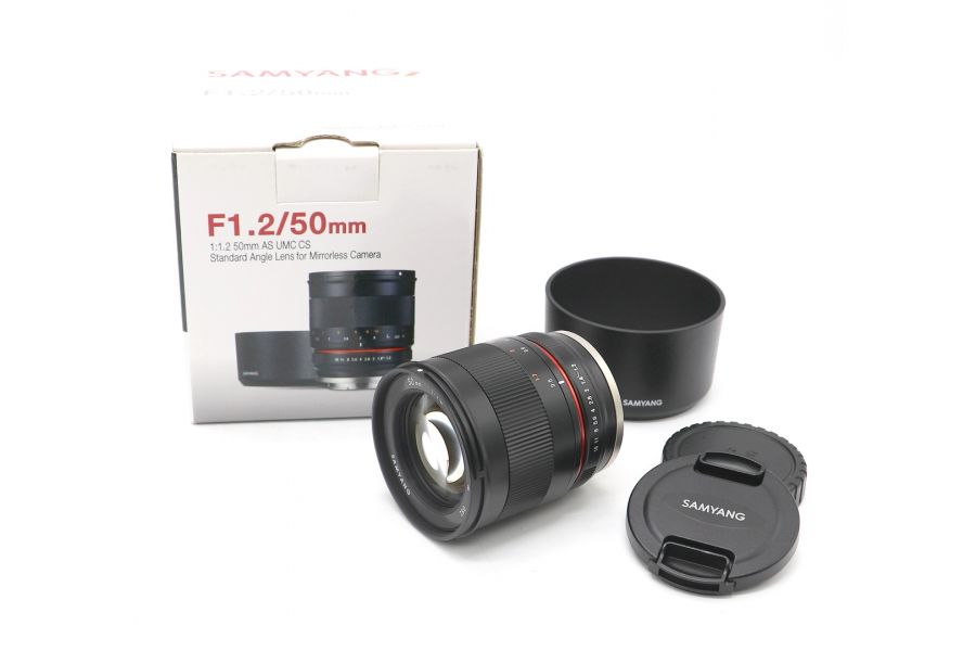 Samyang 50mm f/1.2 AS UMC CS Canon EF-M в упаковке