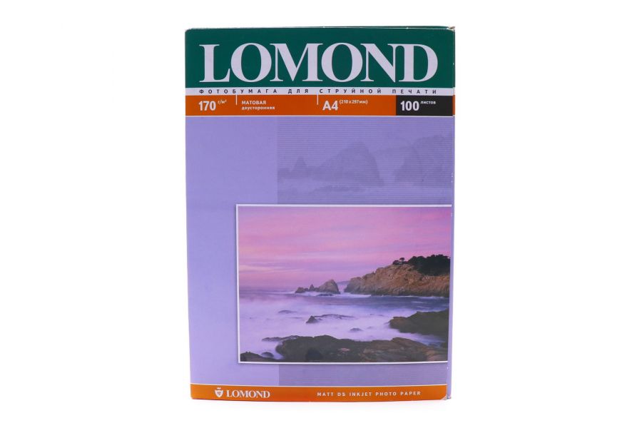 Фотобумага Lomond A4, 170 г/м2, двусторонняя, матовая, 100 листов