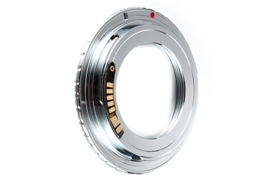 Переходник М42 - Canon EOS серебряный с чипом