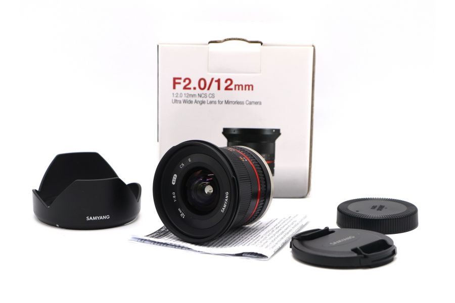 Samyang 12mm f/2.0 NCS CS E в упаковке